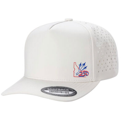 Laser Mesh White Hat-Silver Wings America 250 Small Right Logo Thumbnail